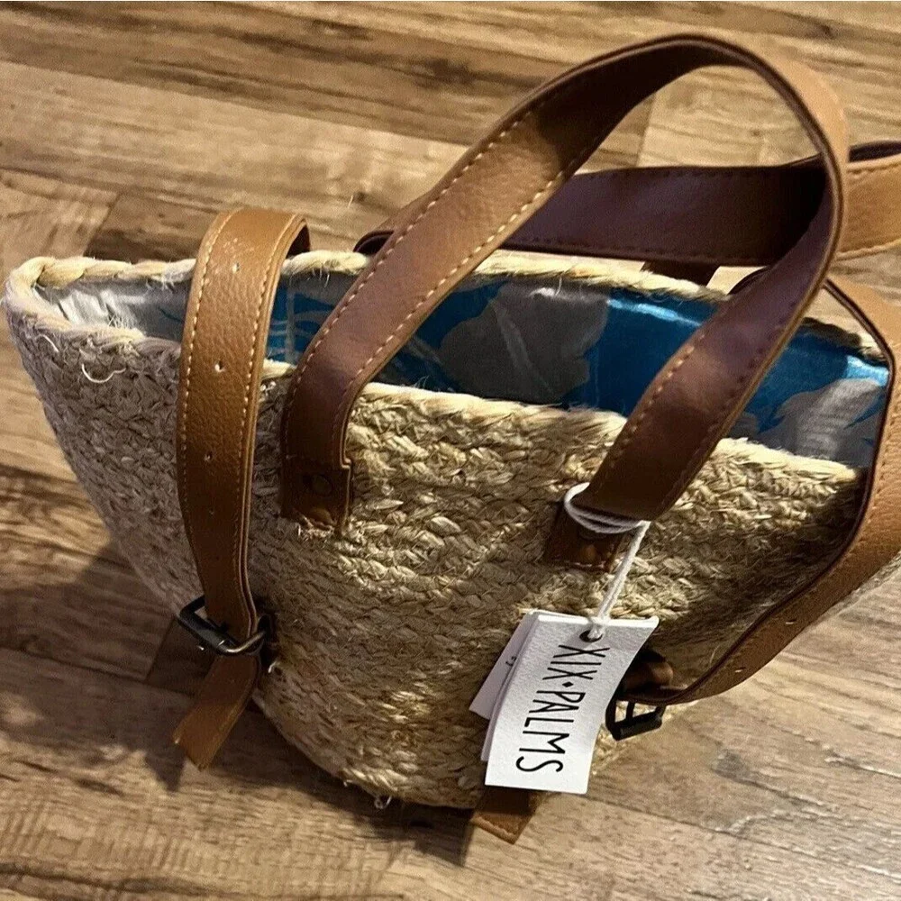 XIX Palms The Shorebreak Picnic Cooler Bag Backpack Jute Woven Handmade With Tag